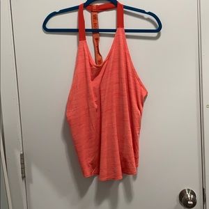 Orange t back workout tank